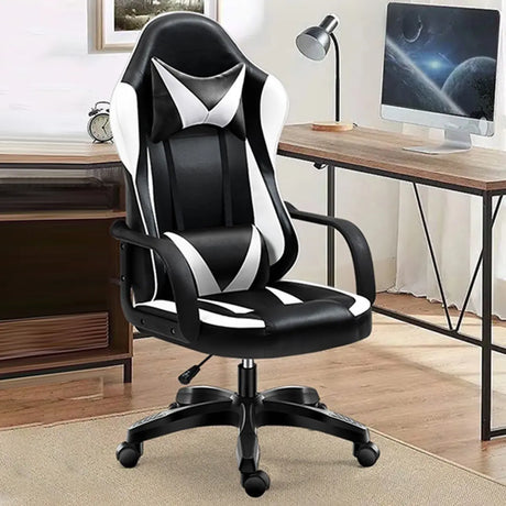 Black Modern Ergonomic Leather Swivel Office Chair Image - 1