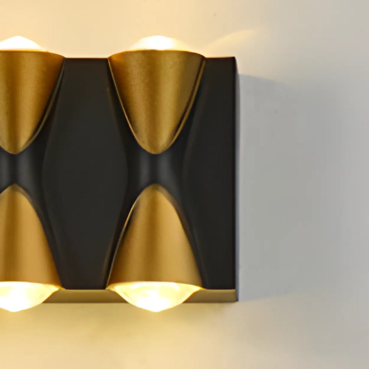 Black Modern Geometric Metal External Up Down Wall Lights Image - 13