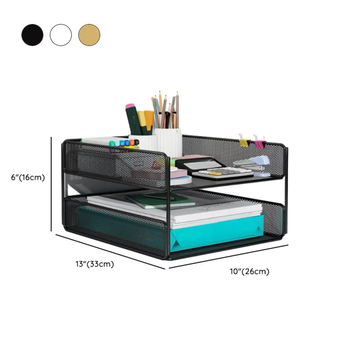 Black Modern Iron Mesh Desktop Organizer Bookcases 