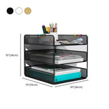 Black Modern Iron Mesh Desktop Organizer Bookcases Image - 15