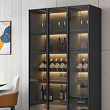 Black Modern Large Stackable Freestanding Wine Cabinet Image - 11