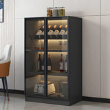 Black Modern Large Stackable Freestanding Wine Cabinet Image - 12