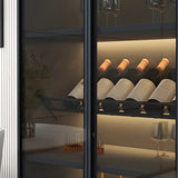 Black Modern Large Stackable Freestanding Wine Cabinet Image - 13