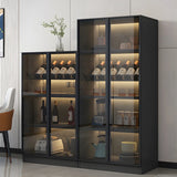 Black Modern Large Stackable Freestanding Wine Cabinet Image - 15