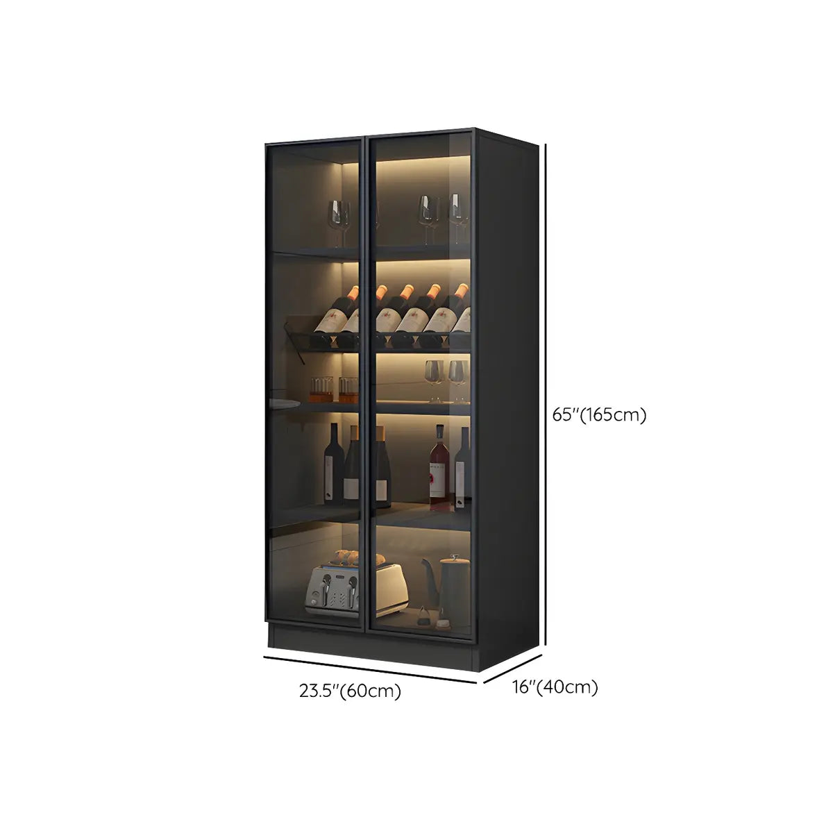 Black Modern Large Stackable Freestanding Wine Cabinet Image - 21