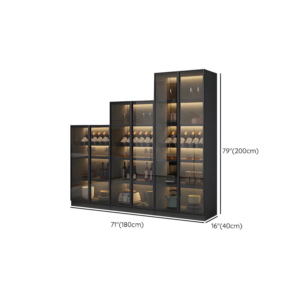 Black Modern Large Stackable Freestanding Wine Cabinet Image - 27