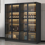 Black Modern Large Stackable Freestanding Wine Cabinet Image - 4