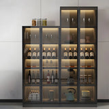 Black Modern Large Stackable Freestanding Wine Cabinet Image - 5