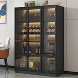 Black Modern Large Stackable Freestanding Wine Cabinet Image - 7