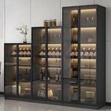 Black Modern Large Stackable Freestanding Wine Cabinet Image - 9