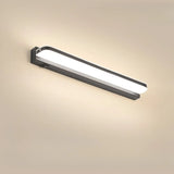 Black Modern Linear Metal Mirror Vanity LED Light Image - 3