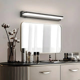 Black Modern Linear Metal Mirror Vanity LED Light Image - 6