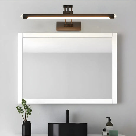 Black Modern Linear Metal Swing Arm Vanity Light Image - 1