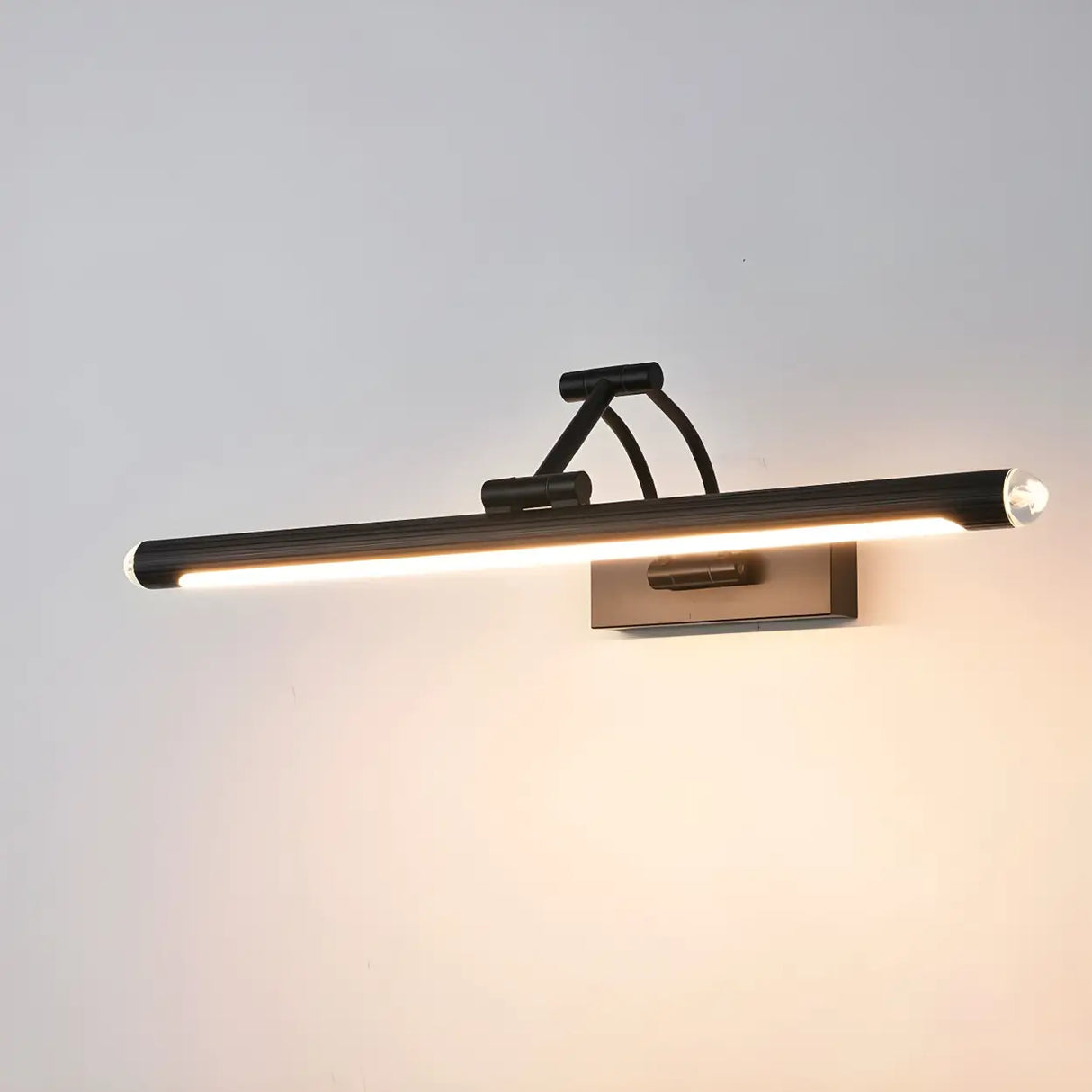 Black Modern Linear Metal Swing Arm Vanity Light Image - 2