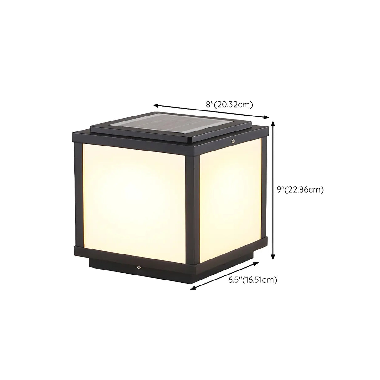 Black Modern Minimalist Cube Metal Outdoor Post Light 