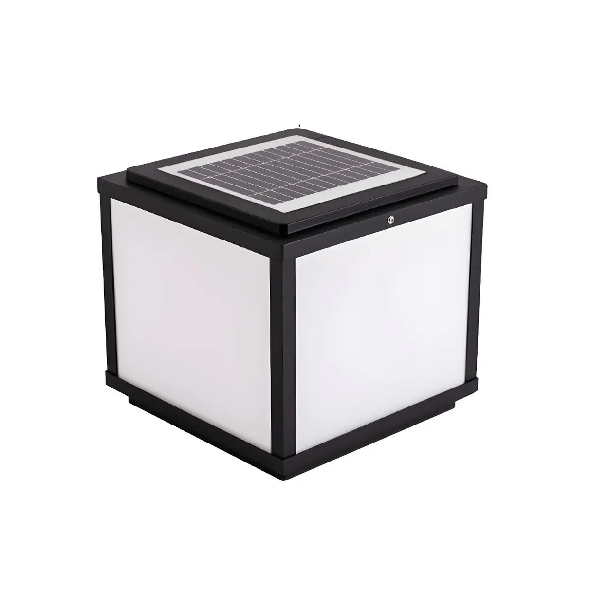 Black Modern Minimalist Cube Metal Outdoor Post Light Image - 6