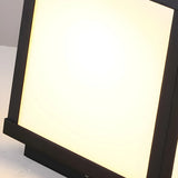 Black Modern Minimalist Cube Metal Outdoor Post Light Image - 9