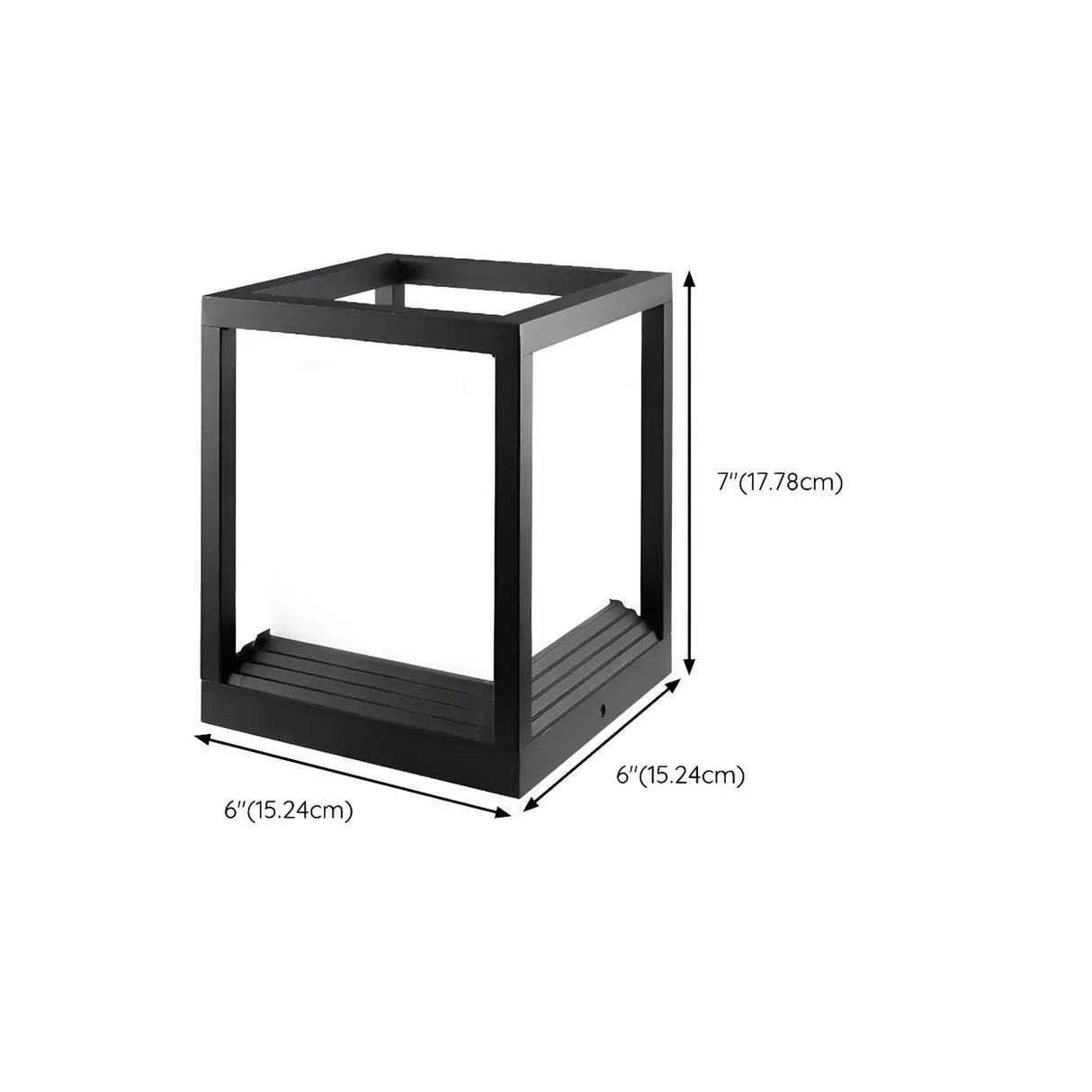 Black Modern Minimalist Cube Metal Outdoor Table Lamp 