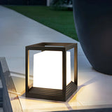 Black Modern Minimalist Cube Metal Outdoor Table Lamp Image - 4