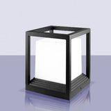 Black Modern Minimalist Cube Metal Outdoor Table Lamp Image - 6