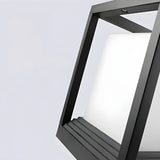 Black Modern Minimalist Cube Metal Outdoor Table Lamp Image - 9