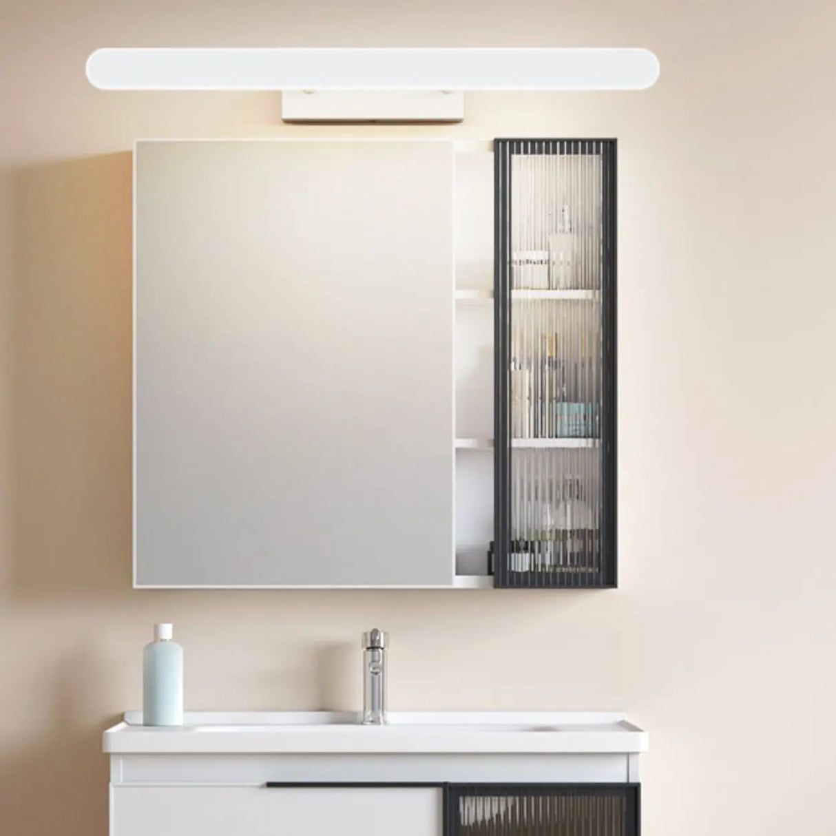 Black Modern Rectangular LED Bathroom Vanity Light Image - 3