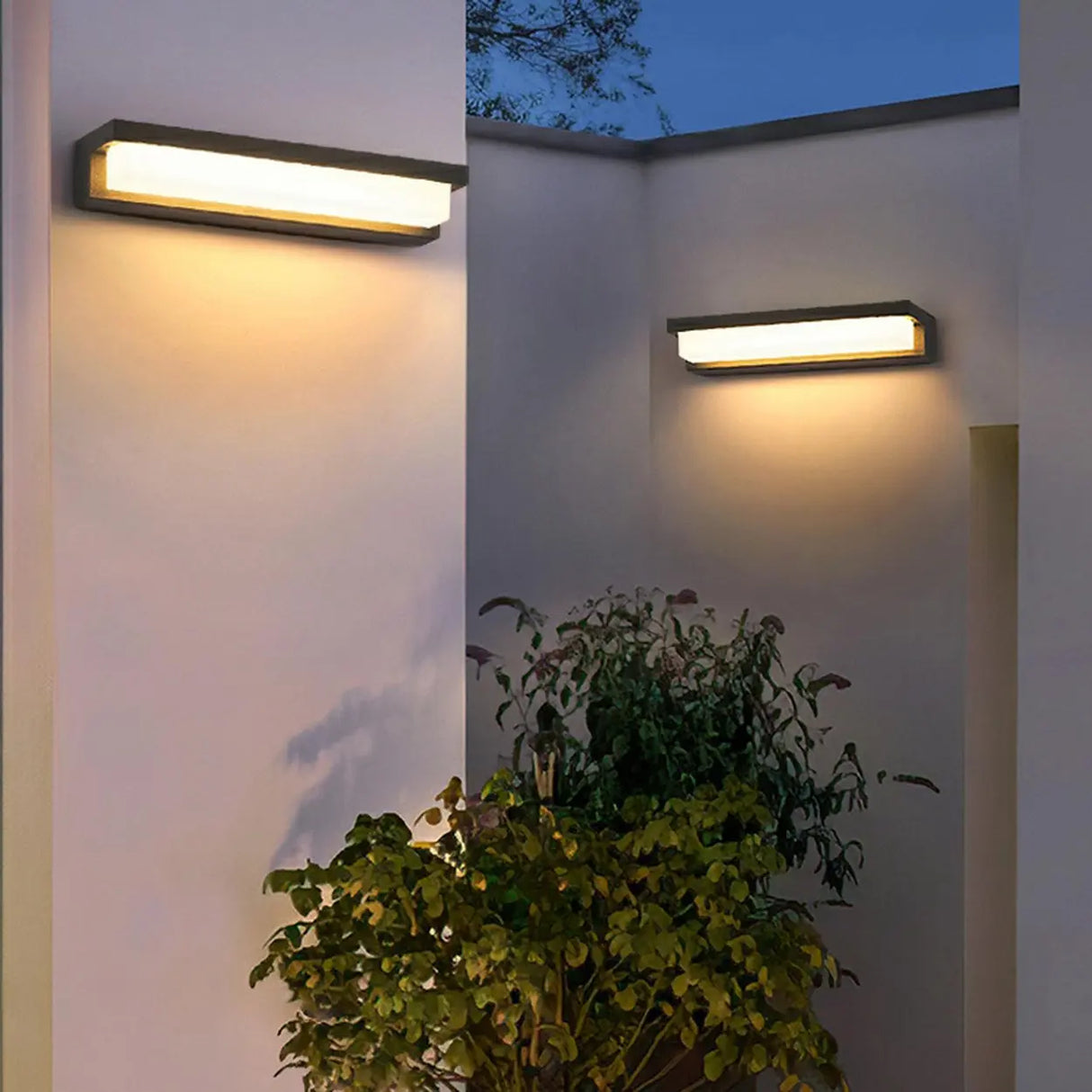 Black Modern Rectangular LED External Wall Lights Image - 3