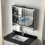 Black Modern Rectangular LED Mirror Vanity Light Image - 5