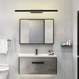 Black Modern Rectangular Metal Mirror Vanity Light Image - 1