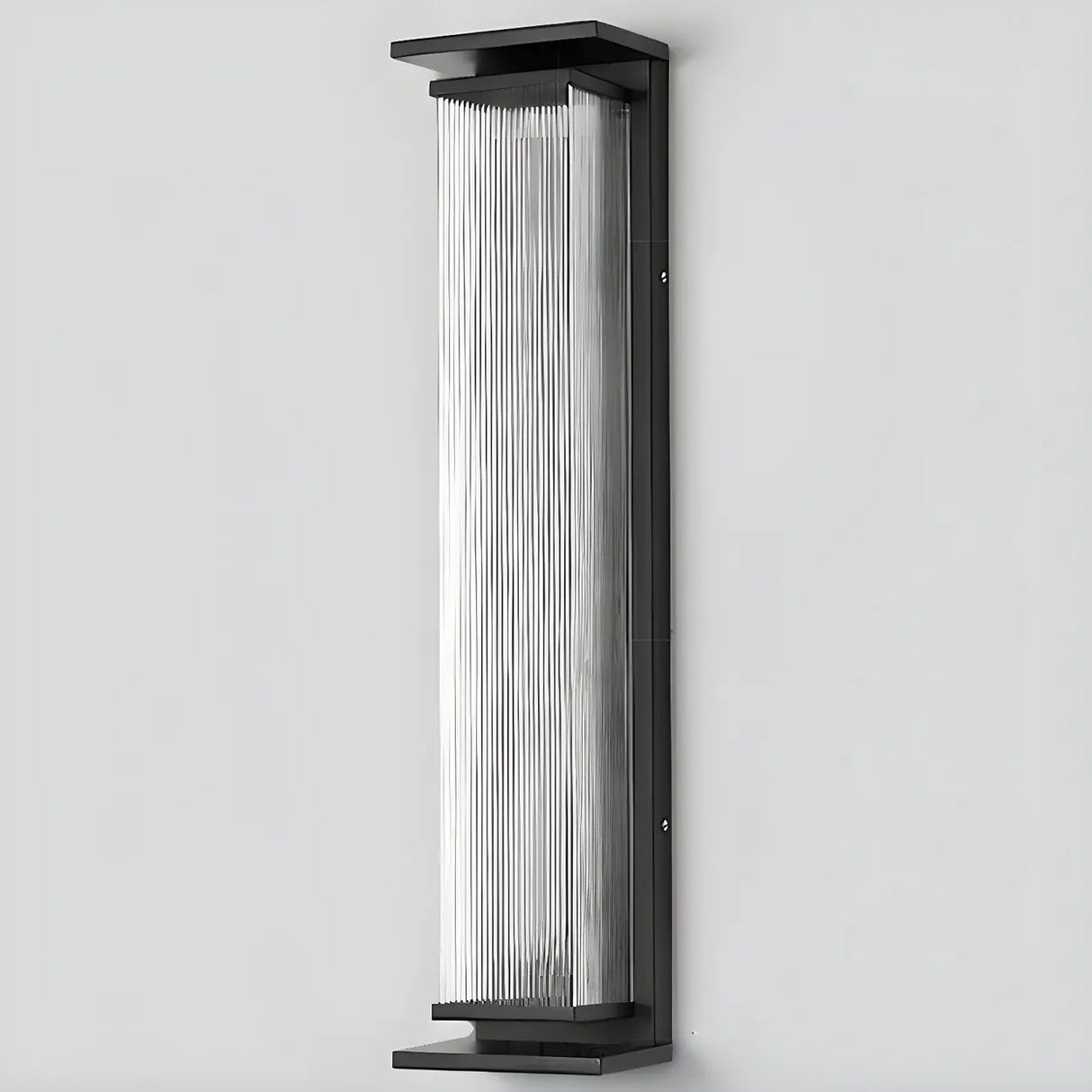 Black Modern Rectangular Steel Outdoor Wall Light Image - 12