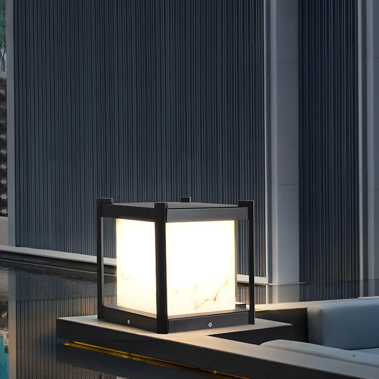 Black Modern Simple Cube Outdoor Table Lamp 1 Bulb Image - 16