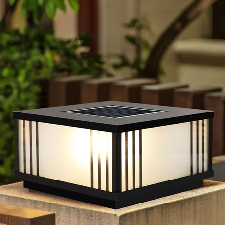 Black Modern Simple Square Solar Outdoor Table Lamp Image - 1