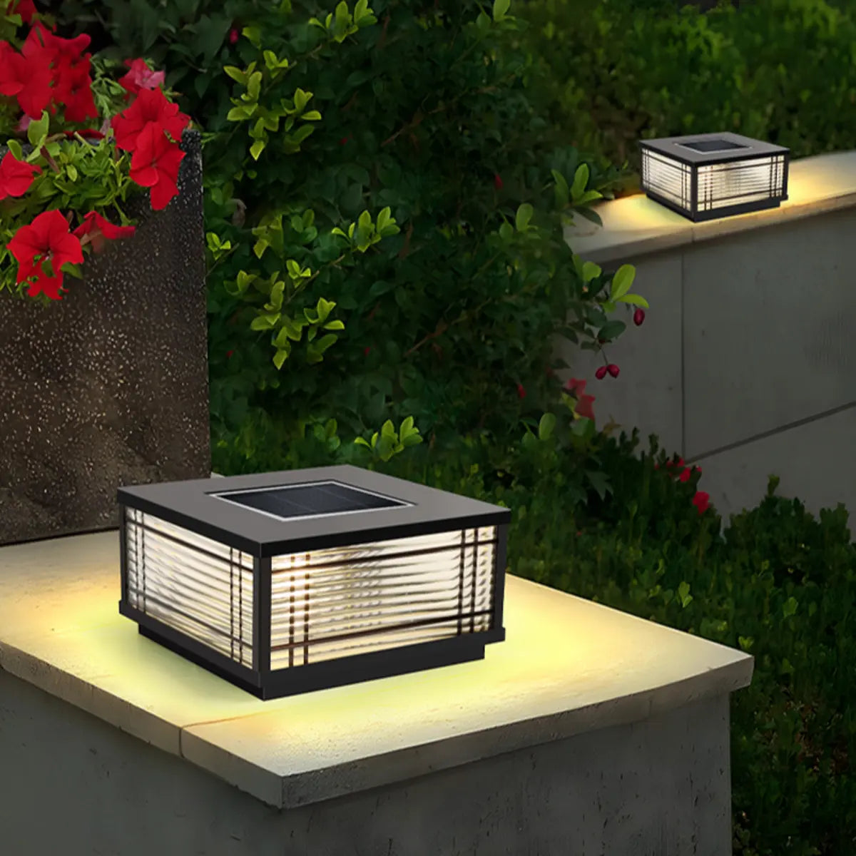 Black Modern Simple Square Solar Outdoor Table Lamp Image - 10