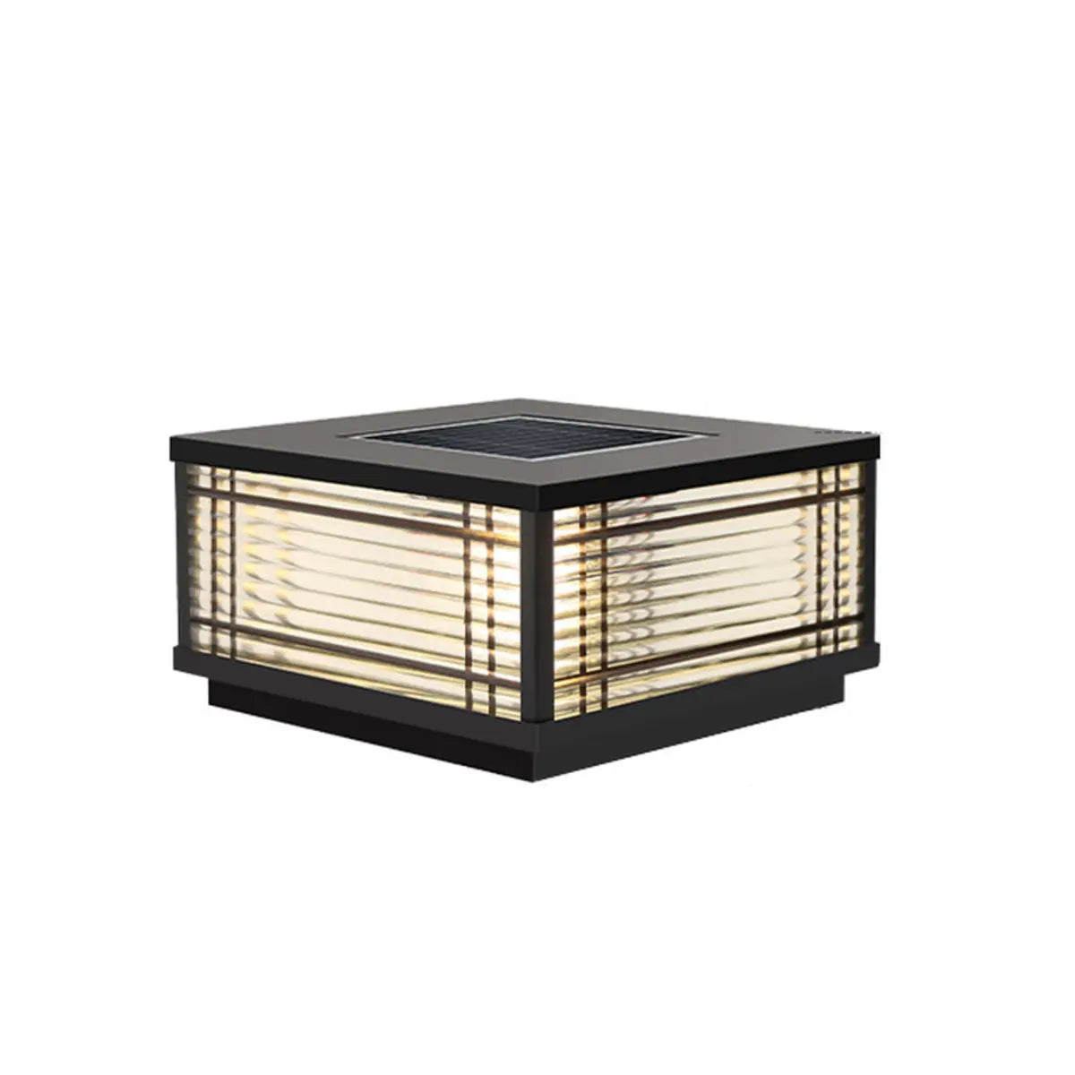 Black Modern Simple Square Solar Outdoor Table Lamp Image - 2