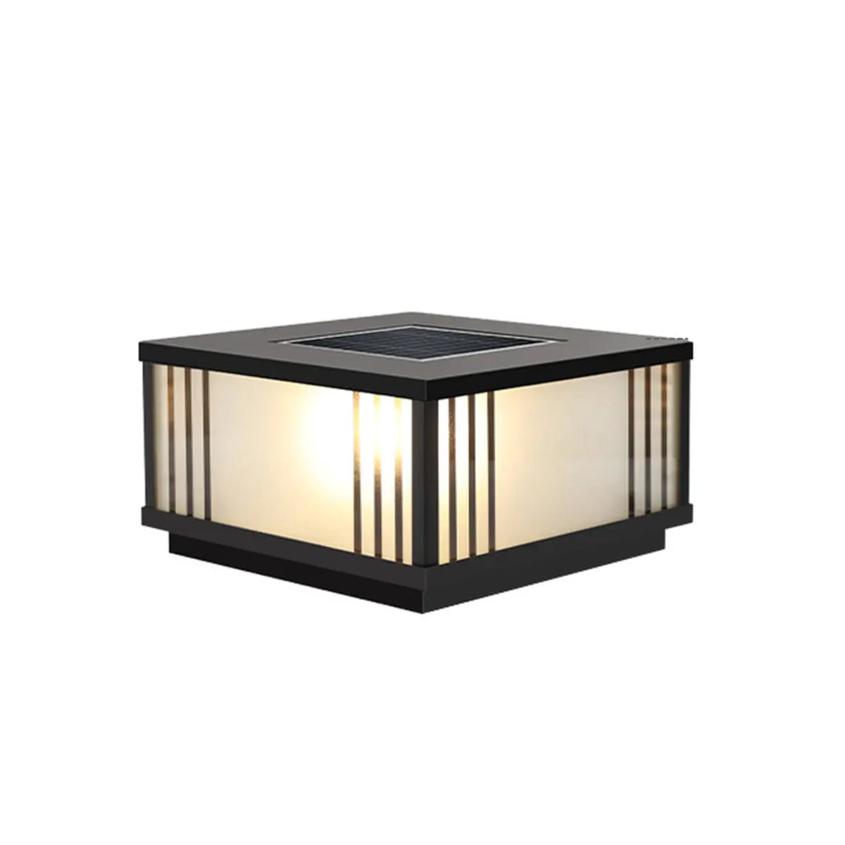 Black Modern Simple Square Solar Outdoor Table Lamp Image - 3