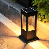 Black Modern Solar LED Black Outdoor Pathway Lamp Image - 12