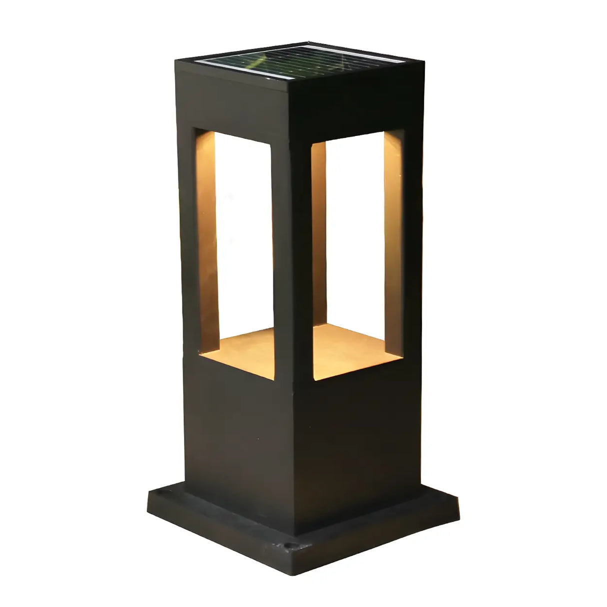 Black Modern Solar LED Black Outdoor Pathway Lamp Image - 2