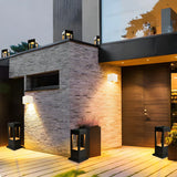 Black Modern Solar LED Black Outdoor Pathway Lamp Image - 4