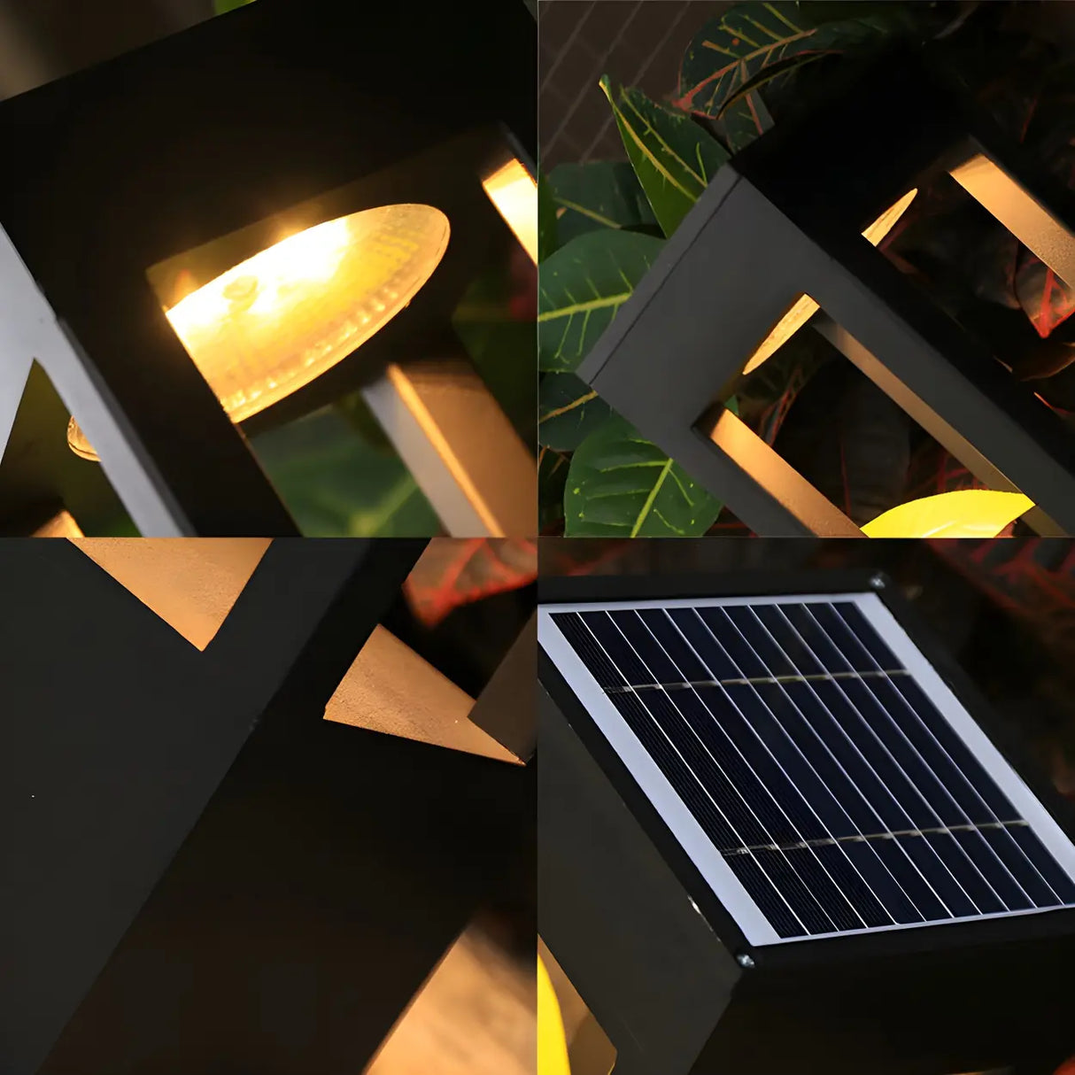 Black Modern Solar LED Black Outdoor Pathway Lamp Image - 8