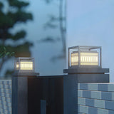 Black Modern Square Metal Outdoor Post Light 2 Bulbs Image - 6