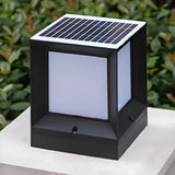 Black Modern Square Solar Garden Waterproof Post Light Image - 15