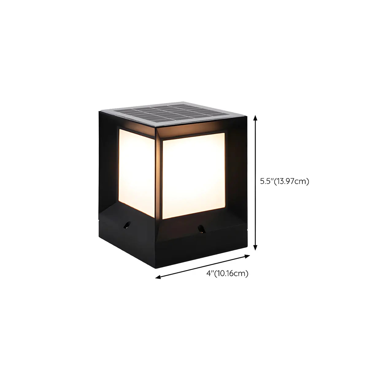 Black Modern Square Solar Garden Waterproof Post Light 