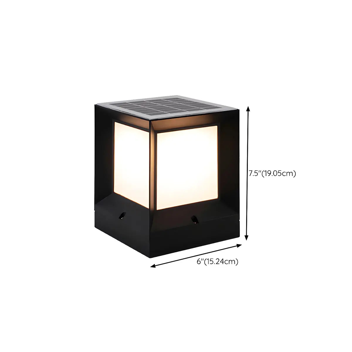 Black Modern Square Solar Garden Waterproof Post Light Image - 17