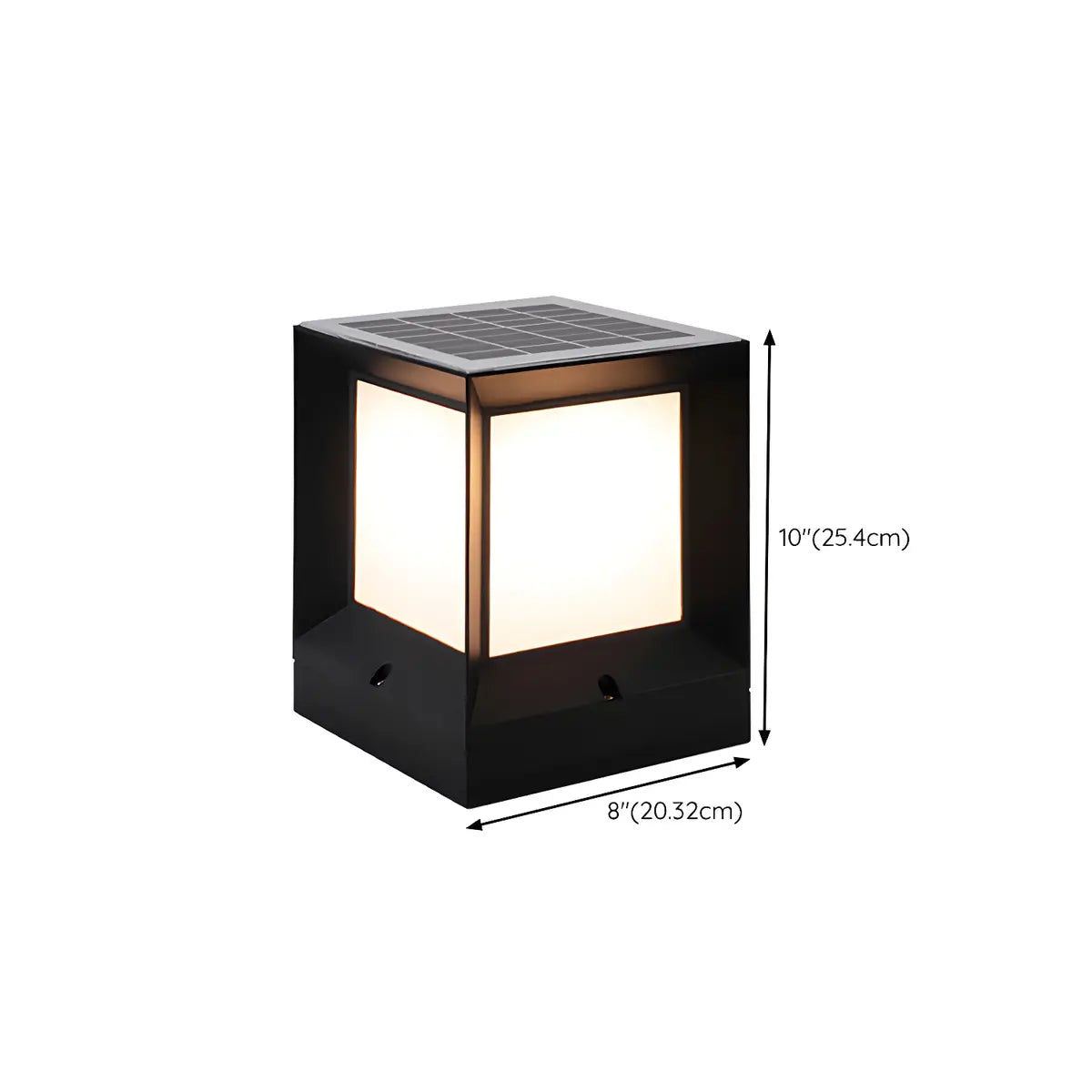 Black Modern Square Solar Garden Waterproof Post Light Image - 18