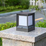 Black Modern Square Solar Garden Waterproof Post Light Image - 2