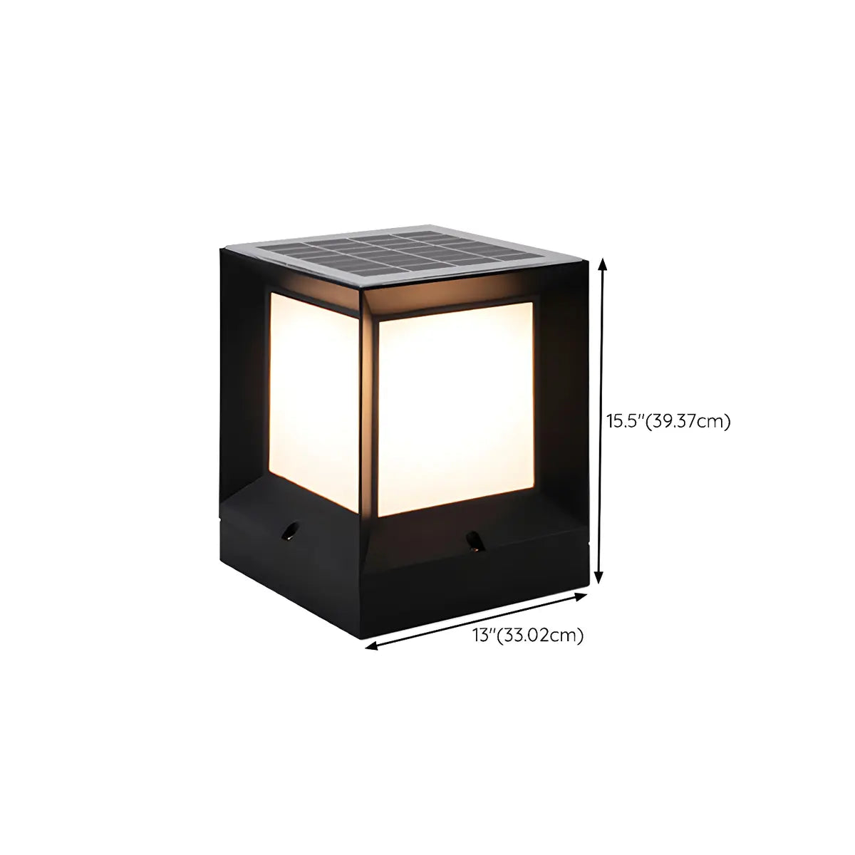 Black Modern Square Solar Garden Waterproof Post Light Image - 20