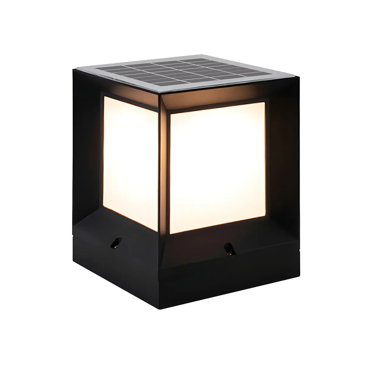 Black Modern Square Solar Garden Waterproof Post Light Image - 5