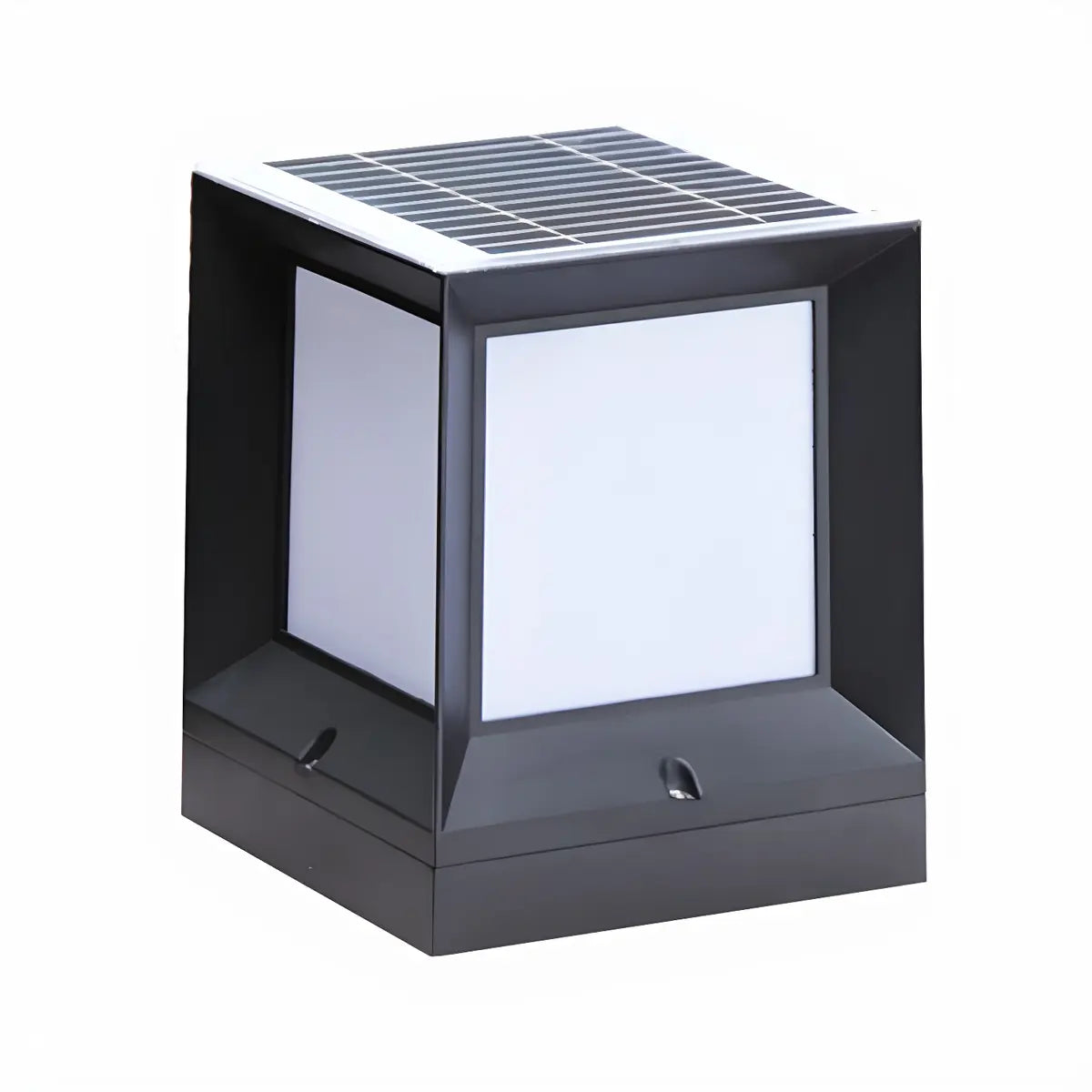 Black Modern Square Solar Garden Waterproof Post Light Image - 6