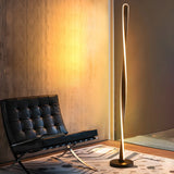 Black Modern Twist Metal Floor Lamp with Foot Switch Image - 1