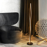 Black Modern Twist Metal Floor Lamp with Foot Switch Image - 4